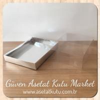 15x20x5 Altı Gümüş Metalize Karton Üstü Asetat Kutu