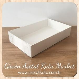 15x25x5 Altı Beyaz Karton Üstü Asetat Kutu