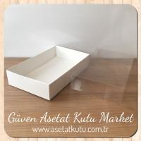 15x25x5 Altı Beyaz Karton Üstü Asetat Kutu