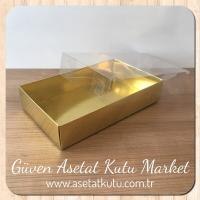 15x25x5 Altı Gold Metalize Karton Üstü Asetat Kutu