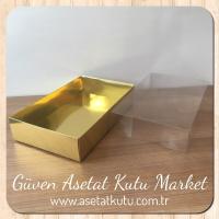 15x25x5 Altı Gold Metalize Karton Üstü Asetat Kutu