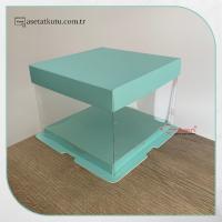 17x17x12.5 Mavi Karton ve Asetat Kutu (HM27)