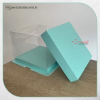 17x17x12.5 Mavi Karton ve Asetat Kutu (HM27)