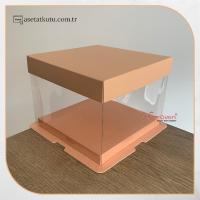 17x17x12.5 Pembe Karton ve Asetat Kutu (HM27)
