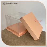 17x17x12.5 Pembe Karton ve Asetat Kutu (HM27)