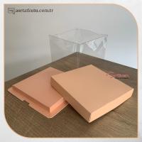 17x17x12.5 Pembe Karton ve Asetat Kutu (HM27)