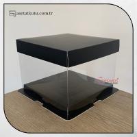 17x17x12.5 Siyah Karton ve Asetat Kutu (HM27)