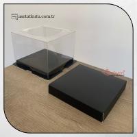 17x17x12.5 Siyah Karton ve Asetat Kutu (HM27)
