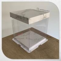 17x17x20 Beyaz Mermer Desenli Karton ve Asetat Kutu (HM41)