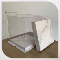 17x17x20 Beyaz Mermer Desenli Karton ve Asetat Kutu (HM41)