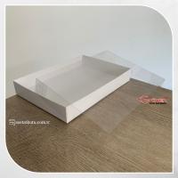 18x25x4 Altı Beyaz Karton Üstü Asetat Kutu