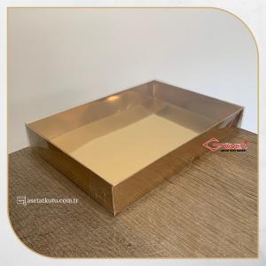 18x25x4 Altı Gold Metalize Karton Üstü Asetat Kutu