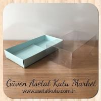 20x10x5.5 Altı Mavi Karton Üstü Asetat Kutu