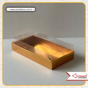 20x10x5.5 Altı Gold Metalize Karton Üstü Asetat Kutu