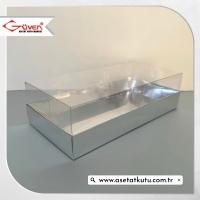 20x10x5.5 Altı Gümüş Metalize Karton Üstü Asetat Kutu