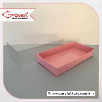 20x10x5.5 Altı Pembe Karton Üstü Asetat Kutu