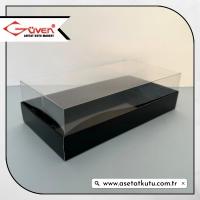 20x10x5.5 Altı Siyah Karton Üstü Asetat Kutu 