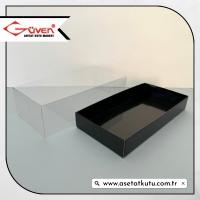20x10x5.5 Altı Siyah Karton Üstü Asetat Kutu 