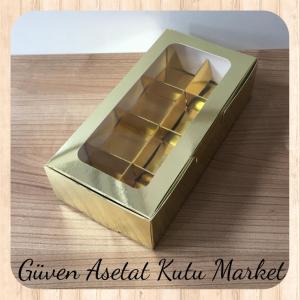 [8 Bölmeli] 20x10x5 Gold Pencereli Karton Kutu