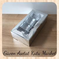 [8 Bölmeli] 20x10x5 Gümüş Pencereli Karton Kutu