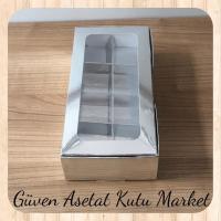 [8 Bölmeli] 20x10x5 Gümüş Pencereli Karton Kutu