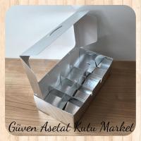 [8 Bölmeli] 20x10x5 Gümüş Pencereli Karton Kutu