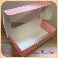 20x10x5 Pembe Beyaz Çizgili Pencereli Karton Kutu