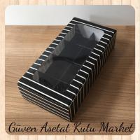 [8 Bölmeli] 20x10x5 Siyah Beyaz Çizgili Pencereli Karton Kutu
