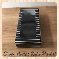 [8 Bölmeli] 20x10x5 Siyah Beyaz Çizgili Pencereli Karton Kutu