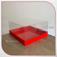 20x20x10 Altı Kırmızı Karton Üstü Asetat Kutu