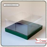 20x20x10 Altı Yeşil Karton Üstü Asetat Kutu