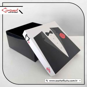 20x20x10 Damat Bohça Kutusu (Siyah Tabanlı)