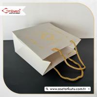 20x20x10 Krem Üzerine Gold Saray Desenli Karton Çanta