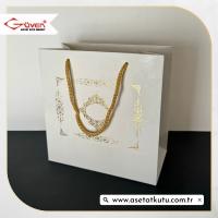 20x20x10 Krem Üzerine Gold Saray Desenli Karton Çanta
