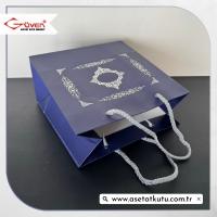 20x20x10 Lacivert Üzerine Gümüş Saray Desenli Karton Çanta
