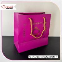20x20x10 Mor Üzerine Gold Saray Desenli Karton Çanta