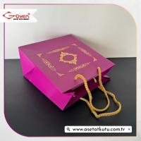 20x20x10 Mor Üzerine Gold Saray Desenli Karton Çanta