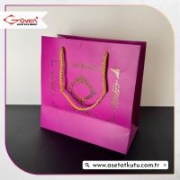 20x20x10 Mor Üzerine Gold Saray Desenli Karton Çanta