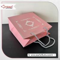 20x20x10 Pembe Üzerine Gümüş Saray Desenli Karton Çanta
