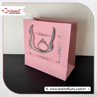 20x20x10 Pembe Üzerine Gümüş Saray Desenli Karton Çanta