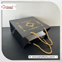 20x20x10 Siyah Üzerine Gold Saray Desenli Karton Çanta