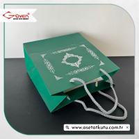20x20x10 Yeşil Üzerine Gümüş Saray Desenli Karton Çanta
