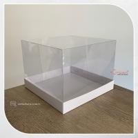 20x20x15 Altı Beyaz Karton Üstü Asetat Kutu