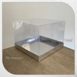 20x20x15 Altı Gümüş Metalize Karton Üstü Asetat Kutu