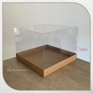 20x20x15 Altı Kraft Karton Üstü Asetat Kutu