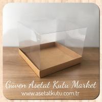 20x20x15 Altı Kraft Karton Üstü Asetat Kutu