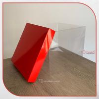 20x20x17.5 Altı Kırmızı Karton Üstü Asetat Kutu