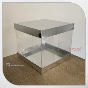 20x20x17.5 Asetat, Çift Taraflı Gümüş Karton Kutu