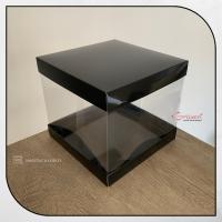 20x20x17.5 Asetat, Çift Taraflı Siyah Karton Kutu