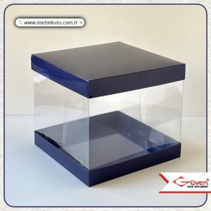 20x20x17.5 Asetat, Çift Taraflı Lacivert Karton Kutu